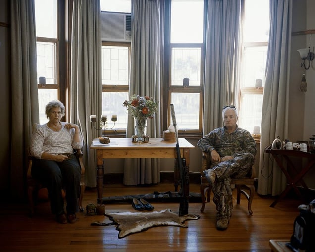 untitled hunter and wife, game farm, eastern cape, south africa-from the series 'hunters'-David Chancellor