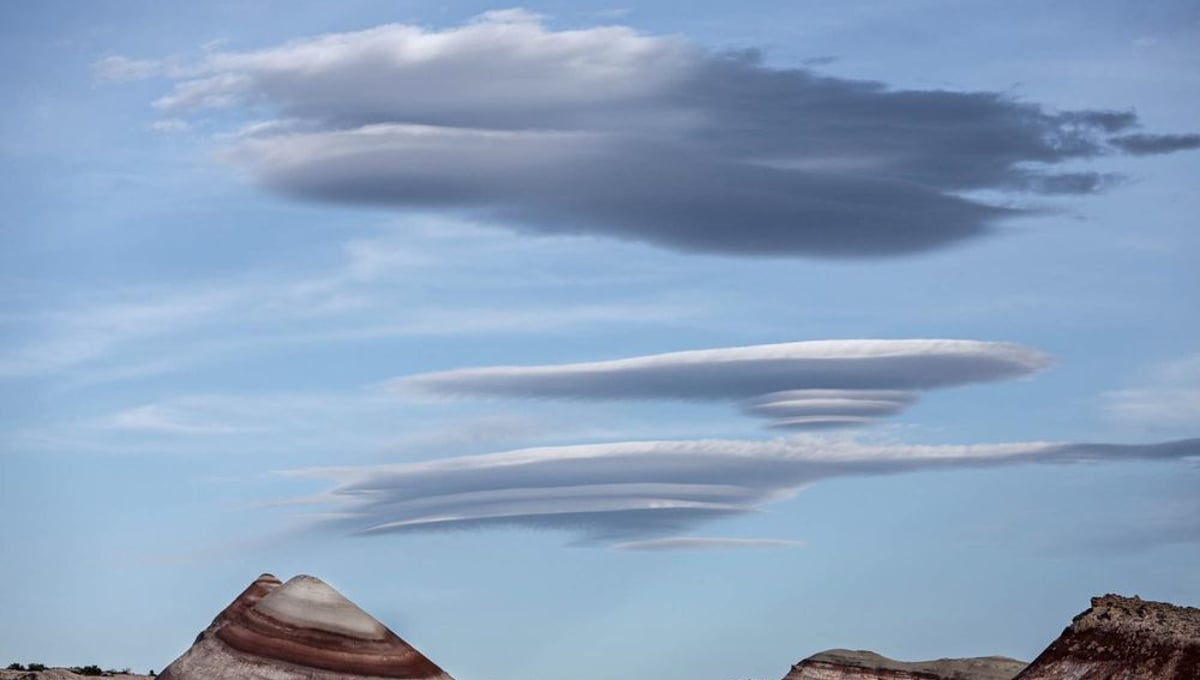 Lenticular clouds, Bentonite Hills,Capitol Reef National Park Utah, USA
