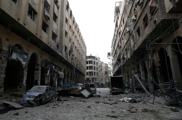 Destructed city of Douma, Syria, 13 December 2015.