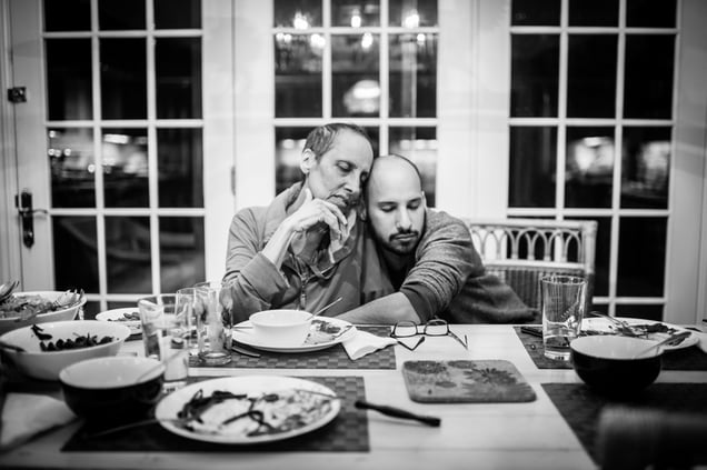 Laurel did not know that this would be her last meal: her famous eggplant parmigianino recipe, made specially for her by her son Matthew. Chappaqua, NY, December 2014. © Nancy Borowick