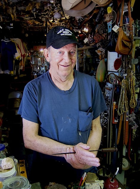 Proprietor Jerry Chubbuck, and hand gag, 2010.
