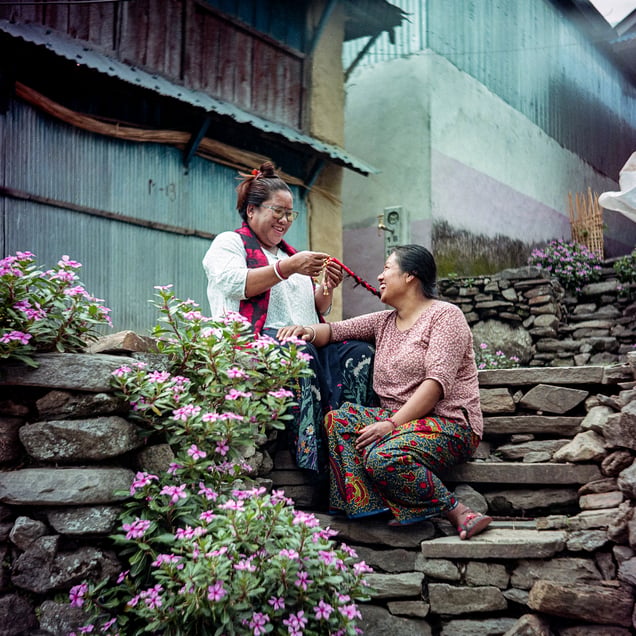 Binita and Naumaya both grew up in Thulobesi, but after getting married, Naumaya moved to Naiche, and Binita moved to Taracho. Since Binita’s marriage, they meet less frequently, so Naumaya was excited to travel to Taracho and meet her friend for the first time since her wedding.