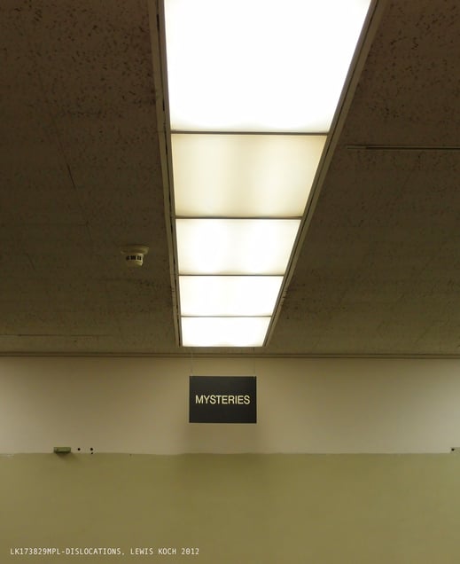 One of '12Dislocations,' in Bookless' installation/event, Madison (WI) Public Library, 2012