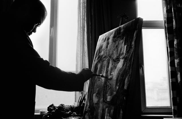 Painter in his studio