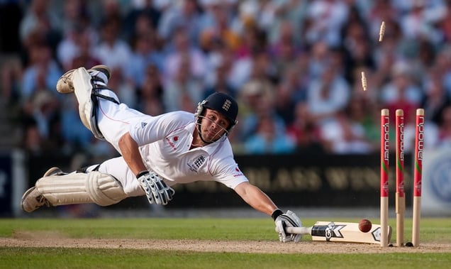 1st prize Sports Action Singles. © Gareth Copley, United Kingdom, Press Association. Englands Jonathan Trott is run out at the fifth Ashes test match, London, August