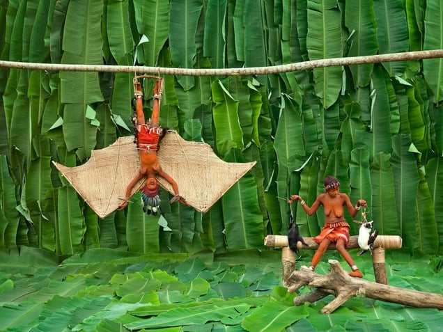 © Patrick Willocq - Epanza Makita, batwalé. « Ensansa : Bokéngé nyama, bokéngé mpùlú, n’sùname ng’ósunámá, bònkómo w’éngolo »Song: part animal, part bird, I face upside down, bat the great.