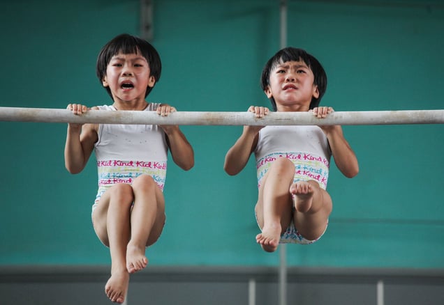From the Series " The Twins' Gymnastic Dream"