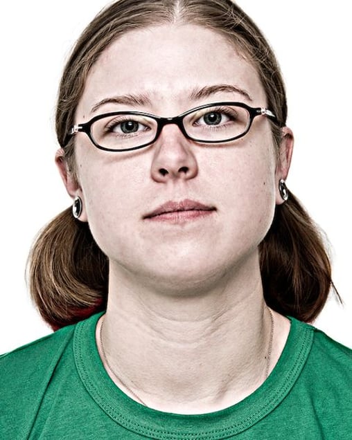 Bethany M., thinks shes too serious in this photo and said shes usually kinda silly. From the Series "Everyone My Brother Knows in Girdwood, Alaska" © Laura Domela