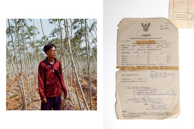 Piboon Puengtam and his documents, Nong Bua, Nakhon Sawan. © Luke Duggleby 2025