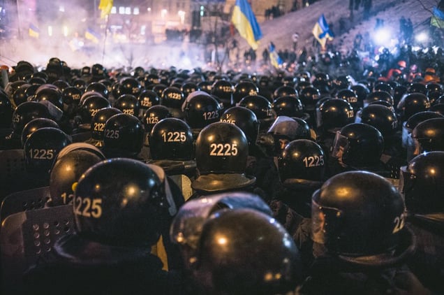 Riot police before the attack. Kiev, Dec. 11, 2014.