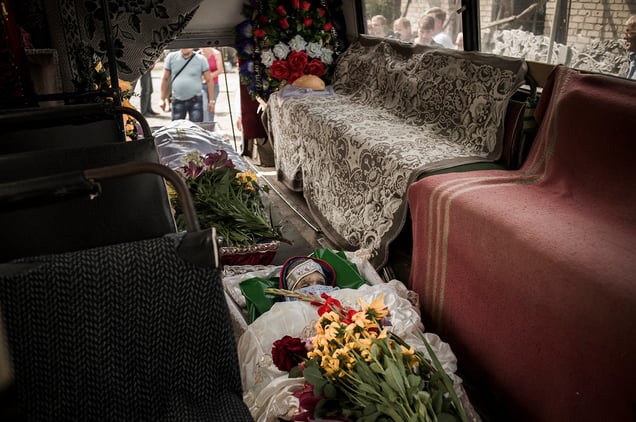 Funeral  of Wanya Ermilov who died during the air attack on the village