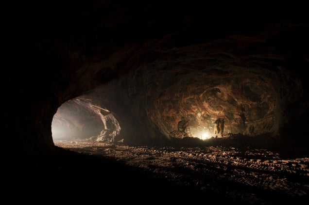Vast caverns blasted out of the salt walls at the Warcha salt mine in Pakistan.