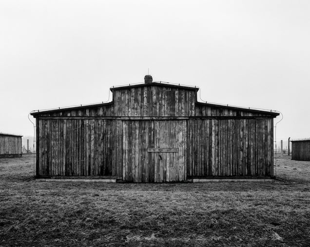 Wooden barrack in the male section, stable type - KL Auschwitz II Birkenau