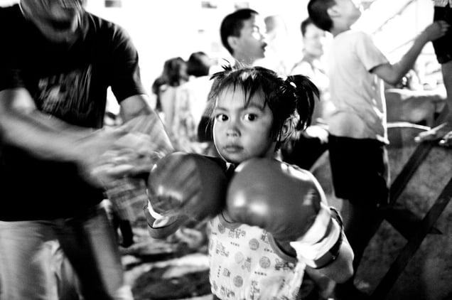 Girl, 6 years, after she has won a boxing match. © Sandra Hoyn