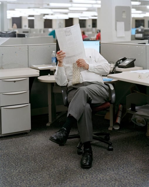 Al Hasbrouck, Copy Editor, Signing Off On Late Changes For Next Edition, 9:38pm, 2012 © Will Steacy