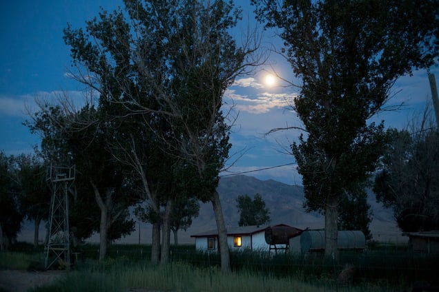 Old ranch by full moon. Dixie Valley, Nevada 2013