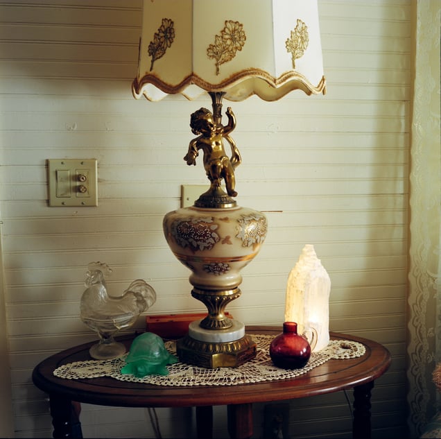 Side Table, Lamp, Crystal"