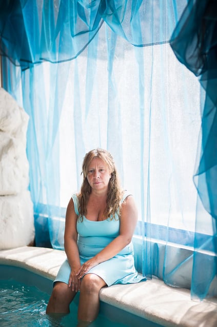 Cristiana at her microwave-free camping site.