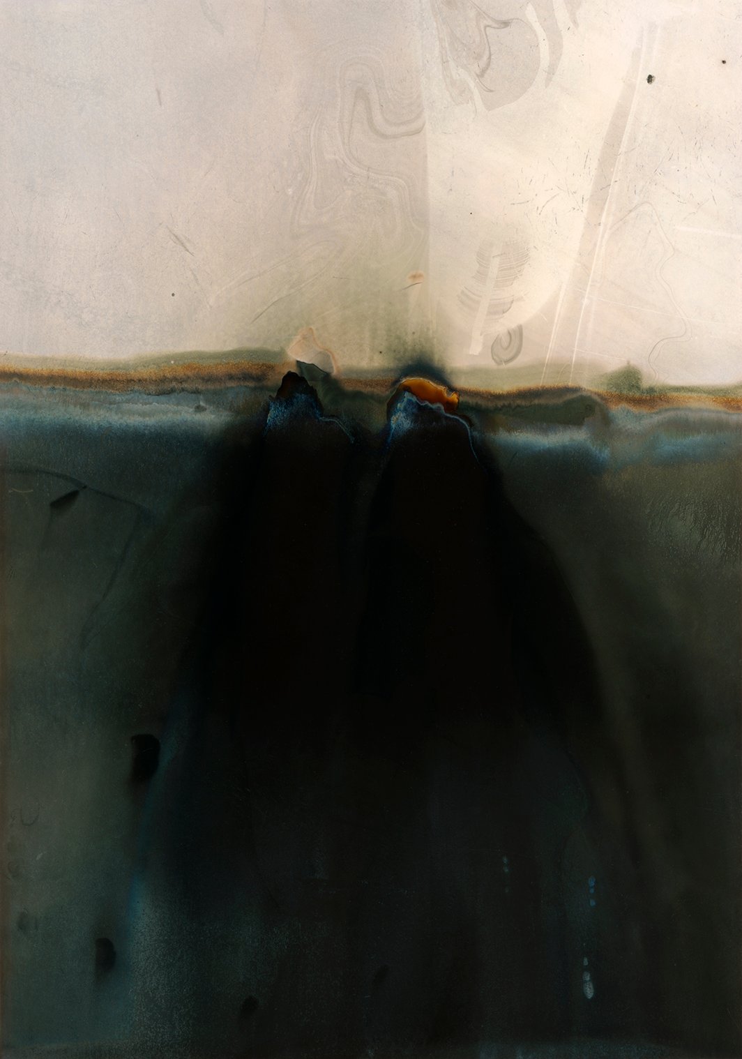 What is Hidden, 2025, Chromo Halide Lift Silver Gelatin Print, 1/1 unique original print, from the series "Manifestation of Light and Energy" © Frank Lopez