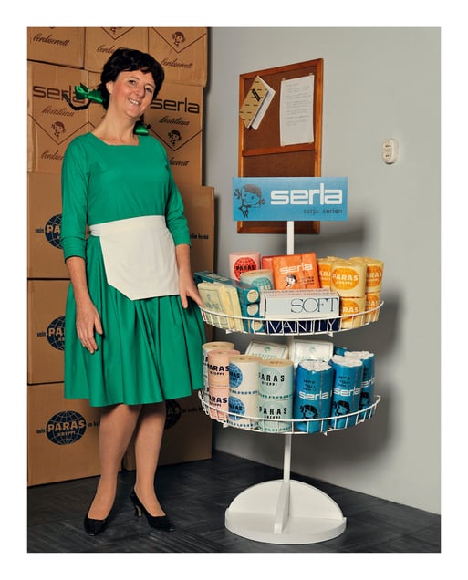 FIG. 7510GAS (TM)                             Miss Tuula Järvenpää (The Serla Girl) domestic sales.                                      Year: 1961(2015).                        Location: Mänttä