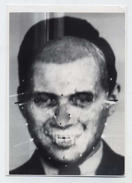 Richard Helmer. Richard Helmer’s face/skull Mengele superimposition 1985 © Photo Richard Helmer. Courtesy Maja Helmer, 1985