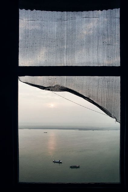 Varanasi, India: A view of the holy river of Ganges as seen from an abandoned palace in Varanasi. © Matjaz Krivic