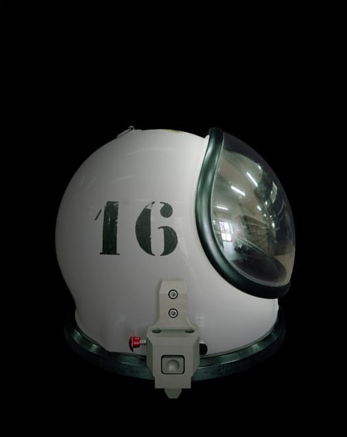 Helmet of a SCAPE suit used by the propulsion?? crew during spacecraft filling operations, CSG, Europe’s Spaceport in Kourou,?? French Guiana. SCAPE stands for Self-Contained Atmospheric Protection Ensemble, a protective suit with an air supply that allows the wearer to work safely. © Edgar Martins