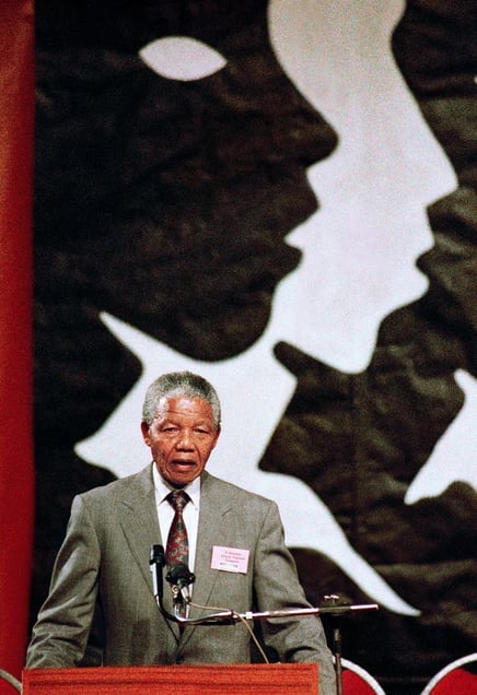 Kempton Park. Nelson Mandela speaks at CODESA, the Convention for a Democratic South Africa. From the series "Previously Significant Places" © Graeme Williams, courtesy of Huis Marseille