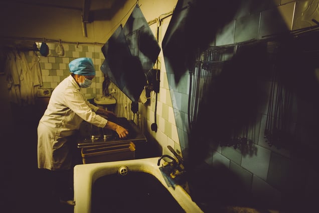 Drying of X-rays. Zhdanovka penal colony #3, Donbass, February 2011.