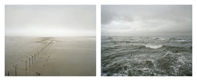 Grand Prize Winner, Portfolio Category Lens Culture International Exposure Awards 2011
Salmon fishery, Solway Firth, Galloway. 27 and 28 March 2006. Low water 5:20 pm, high water 12 noon, from the series Sea Change © Michael Marten