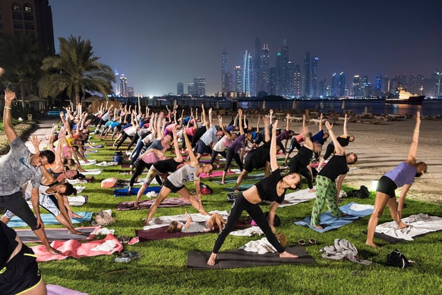 Full moon yoga session, Dubai, September 2016