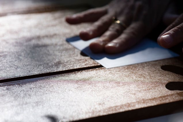 Maruschak works with Manetti 22 KT gold leaf, again drawing her inspiration from Byzantine art and the gold history of gold in the tradition of book making.