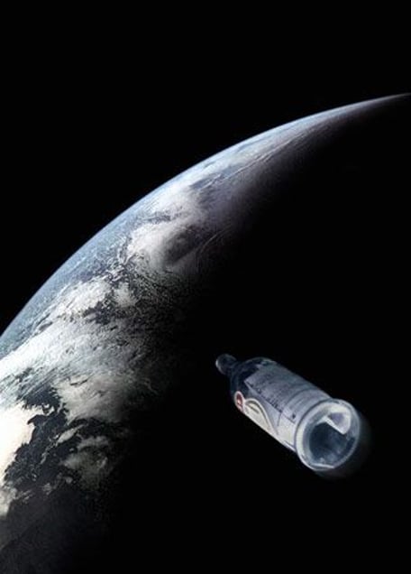 Sputnik series, Vodka bottle with a S.O.S. message, 1997, C-print, 100 x 70 cm © Joan Fontcuberta