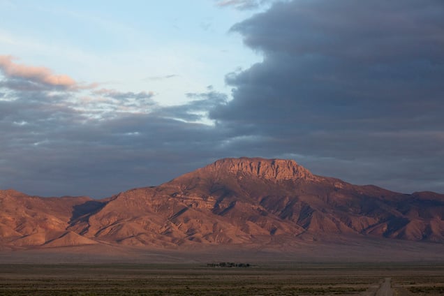 Cain Mountain rises behind the old ranch house. Dixie Valley, Nevada 2015