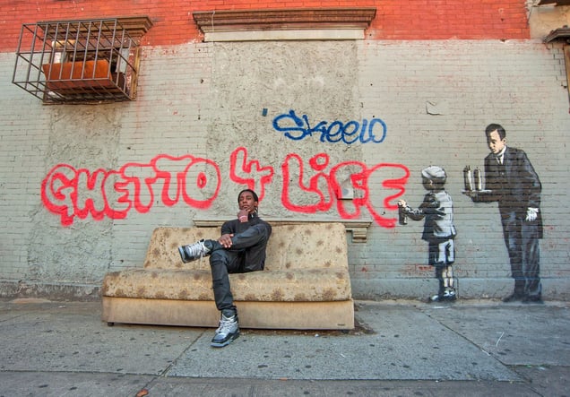 Ghetto for Life by Banksy, South Bronx, NYC, 2013 © Martha Cooper