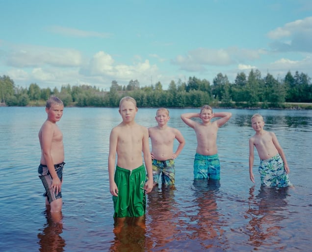 Boys in water. From the exhibition "Kainuu" © Jussi Sarkilahti