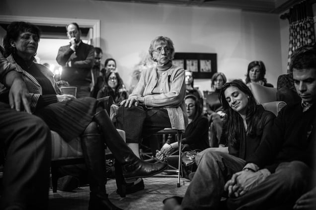 During shiva, all eyes are on the Borowick kids, and the community bands together to provide love and support. Focus is also on Marion, center, Laurel’s 87-year-old mother, who has just lost her daughter. New York, US, 08 December 2014.