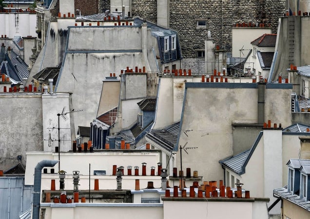 From the series "Paris Rooftops," which Wolf made during his years in the City of Light, an iconic location that initially stymied his creative efforts. Eventually, Wolf took to the roofs, discovering a simple and appealing geometric beauty that contrasted with the heavily loaded architecture found on the street level.