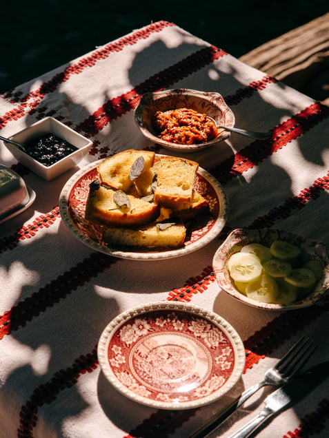 Shared table in Viscri, Transylvania