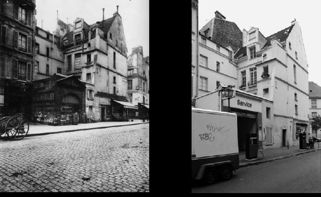 46 rue des Archives, 1901, © Eugene Atget. 46 rue des Archives, 1997, © Christopher Rauschenberg.