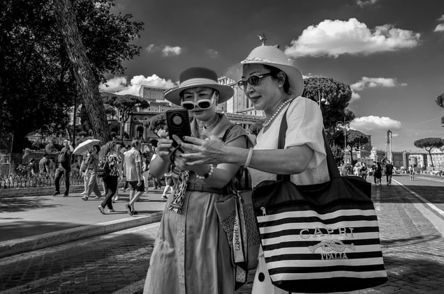 Asiatic tourists at Fori Imperiali