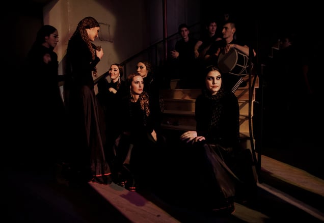 Chechen dancers backstage at a concert hall in the Chechen capital, Grozny. A suicide bomb exploded in front of the concert hall in 2009, killing six people and wounding several others.