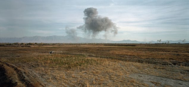 US Bombing on Taliban Positions, 2001.