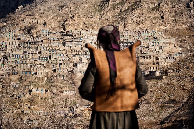 Uramantakht, Iran: A kurdish man looking towards his village during a festival of Pir Shaliar. © Matjaz Krivic