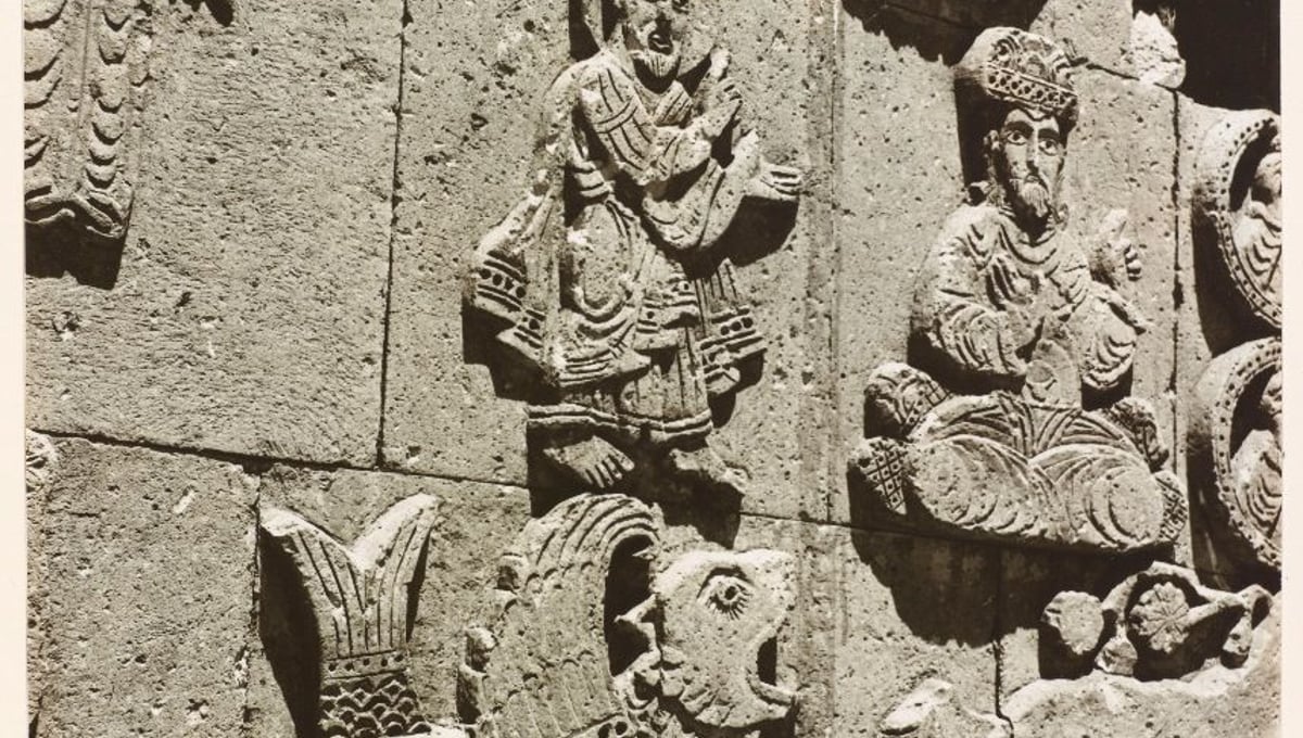The whale rejecting Jonah, South Wall, Church of the Holy Cross, Akdamar Island. From the exhibition "In Focus: Ara Guler's Anatolia" © Ara Guler, Freer Gallery and Arthur M. Sackler Gallery Archive