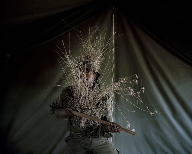 camouflage warrior # II, borana ranch, northern kenya, from the series 'with butterflies and warriors-David Chancellor