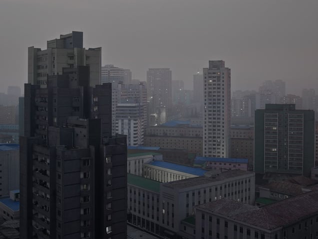 Central District by Night, Pyongyang, North Korea, 2015