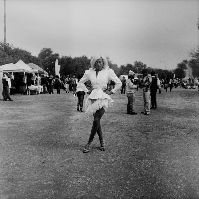 Tumi the singer, Soweto, 2011. From the series "Black Men in Dress" © Sabelo Mlangeni. Courtesy of STEVENSON Gallery