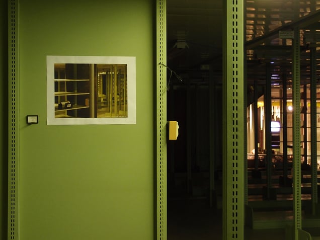 Installation view, one of '12Dislocations,' in Bookless,' Madison (WI) Public Library, 2012
