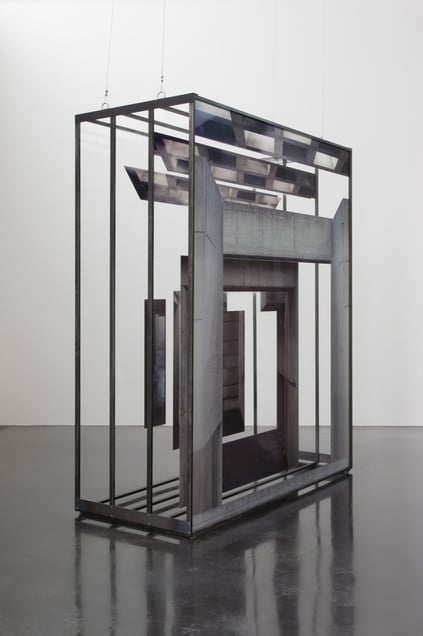 Study on Perspective II. Installation. Exhibition View at The New Art Gallery Walsall, England. Direct to Media Printing, Acrylic, Steel. 240 x 200 cm. 2014